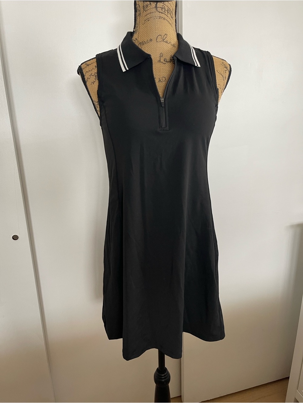 Sleeveless Black Polo golf Dress with shorts and Zip Collar
